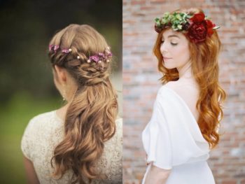 Великолепные свадебные прически с цветами в волосах
